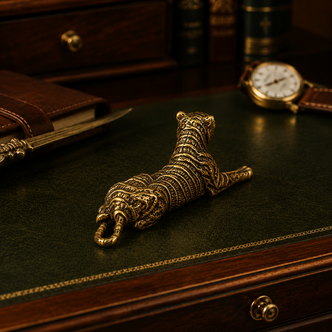 Vintage Brass Tiger - Desktop Ornament