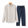 Khaki Long Sleeve Shirt + Navy Blue Trouser
