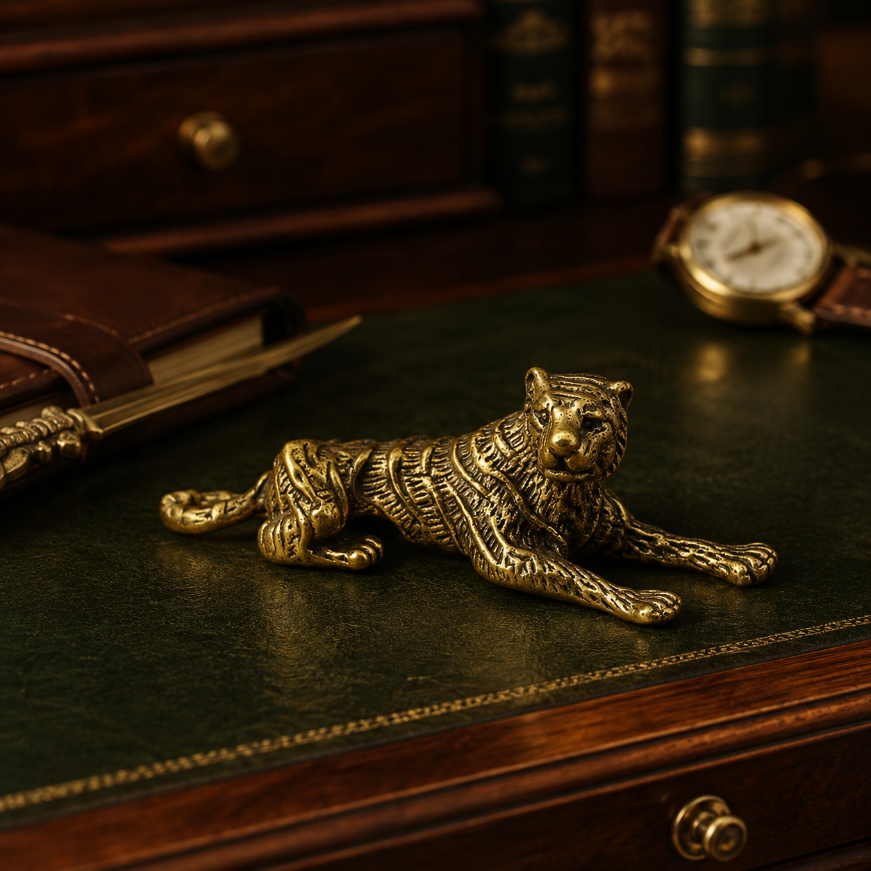Vintage Brass Tiger - Desktop Ornament