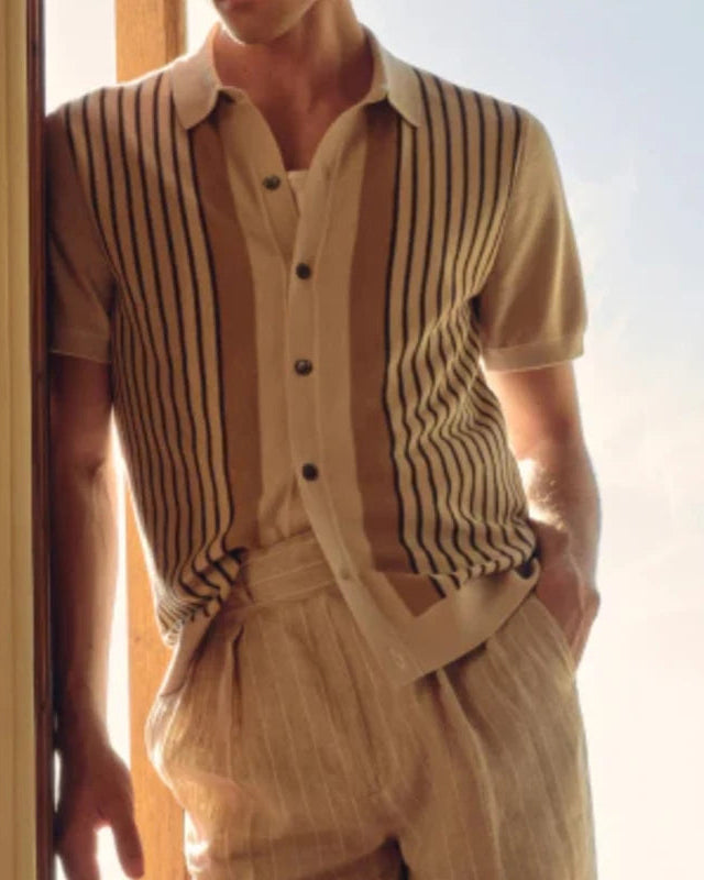 Brookline Knitted Button Down Polo